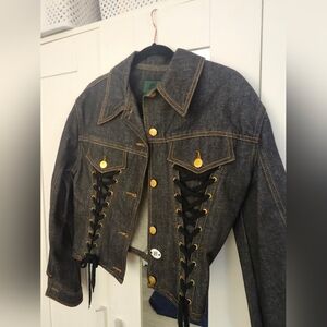 Jean Paul Gaultier Junior Iconic Vintage Black Denim Corset Jacket